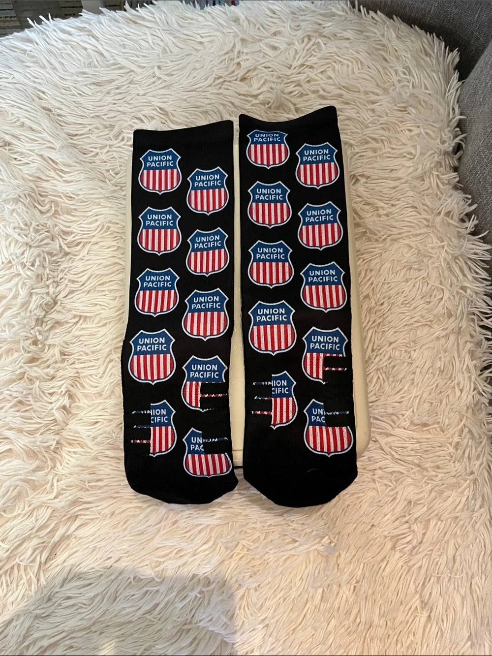 Black Union Pacific Logo Crew Socks - Men